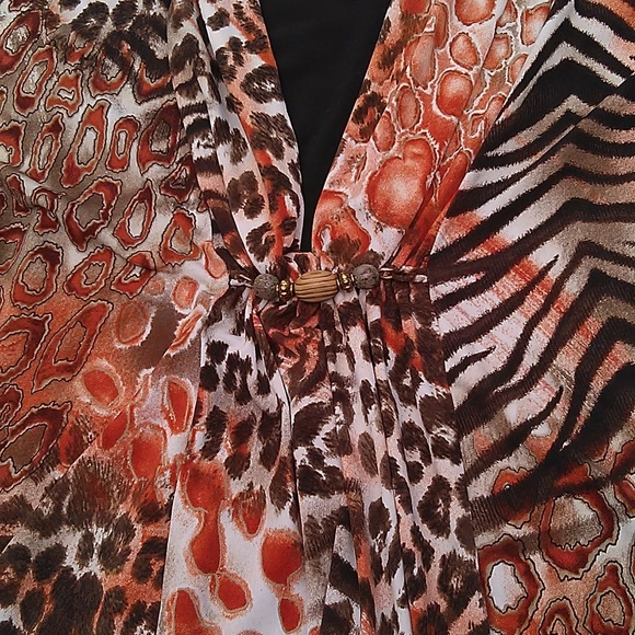 Elementz Animal Print Top Tunic Bead Embellished - Picture 4 of 8